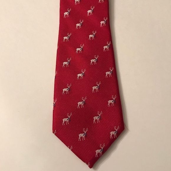 Tommy Hilfiger Reindeer Holiday Tie 100% Silk - Picture 2 of 5